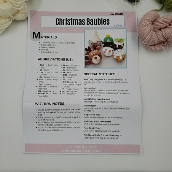 Christmas Crochet Kit Stocking Stuffers Yarn Baubles Gnome Reindeer Ornament SEE - Picture 14 of 16